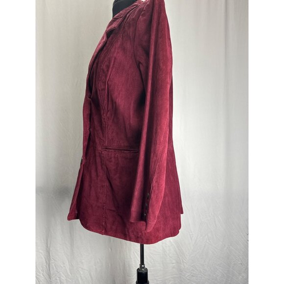Berry Colored Suede Jacket-sz L - Picture 2 of 10